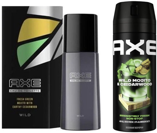 AXE Wild Green Mojito & Cedarwood- SET - Eau de Toilette 100 ml Spray & Deo Spray 150 ml