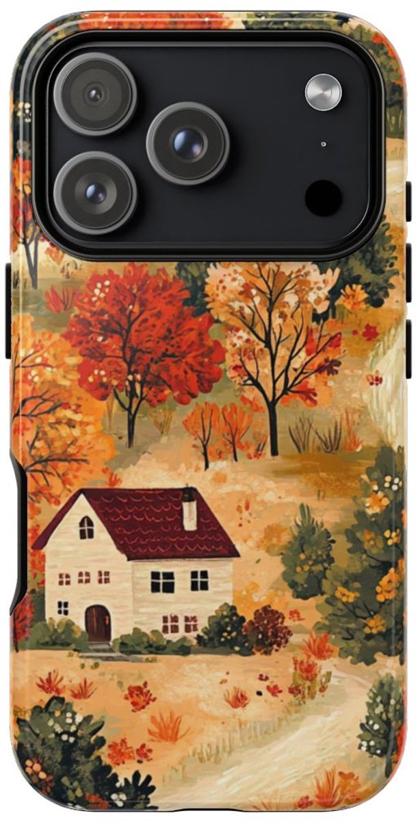 Herfstlandschap met Huizen – Telefoonhoesje Geschikt voor iPhone 17 Pro