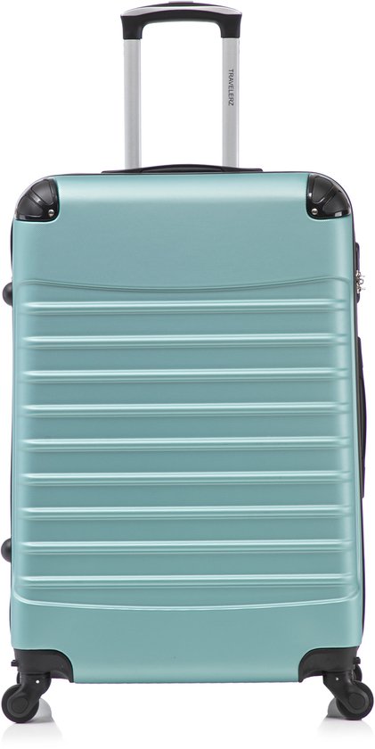 Valise Rome Travelerz taille XL – 95 litres – Bagage en soute – ABS léger – Roues Spinner – Avec serrure à combinaison – Vert clair