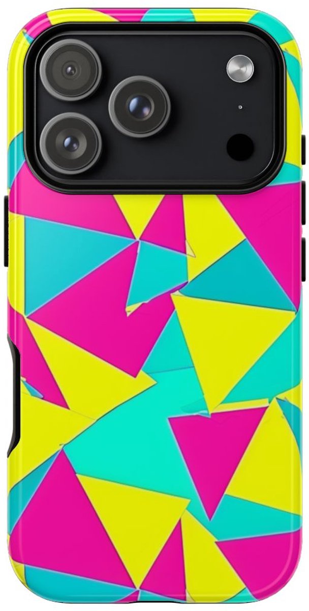 Neon Driehoekenpatroon – Telefoonhoesje Geschikt voor iPhone 17 Pro