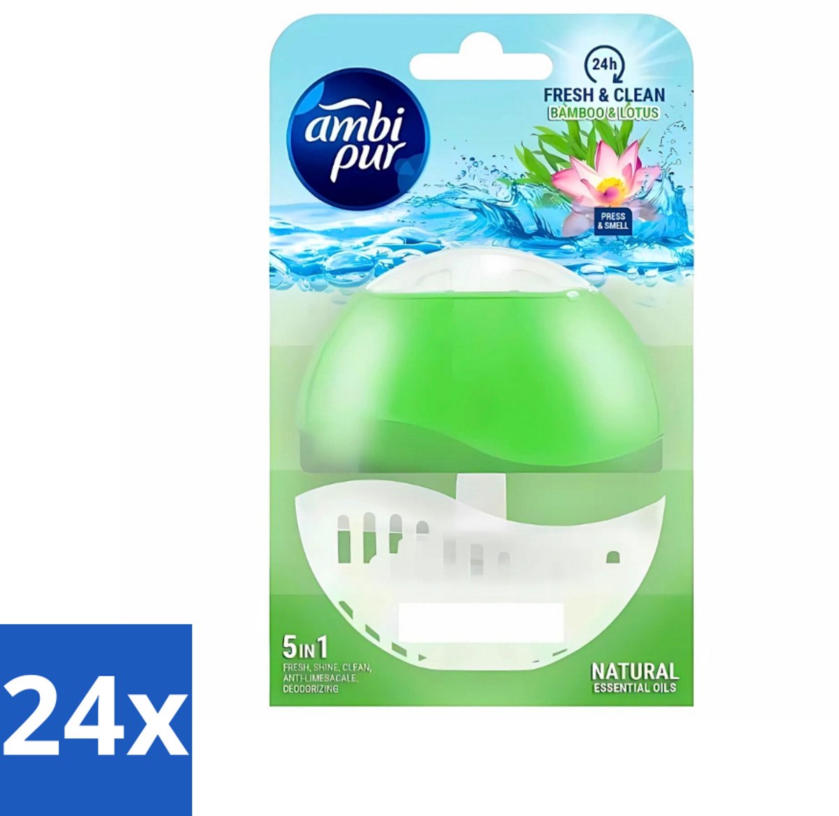 24 x Ambi Pur Toiletblok Starterkit 5in1 Bamboo & Lotus - Toiletblok - Toiletpot - Reiniging - Frisheid - Kalkaanslag