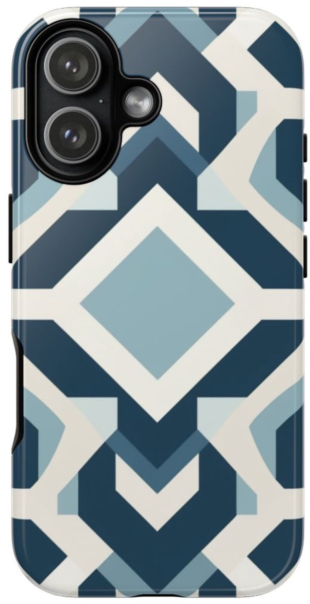 Blauw Geometrisch Patroon – Telefoonhoesje Geschikt voor iPhone 17