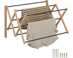 Wanddroogrek inklapbaar - 71,5 cm breed - bamboe - metaal - zwart