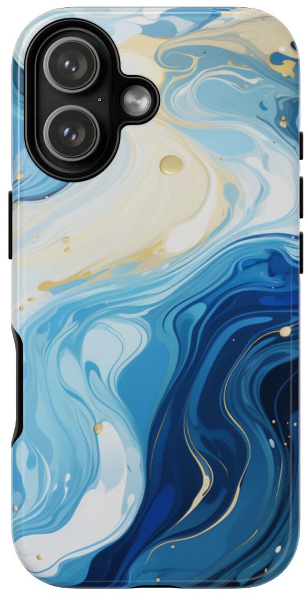 Blauw-Witte Marmer Abstract – Telefoonhoesje Geschikt voor iPhone 17