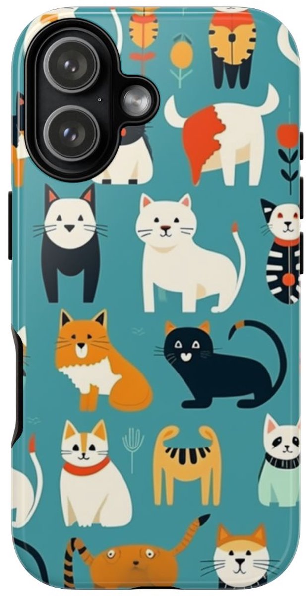 Vrolijk Kattenpatroon – Telefoonhoesje Geschikt voor iPhone 17