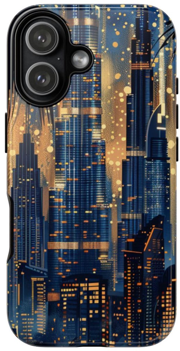 Stadssilhouet bij Nacht met Palmen – Telefoonhoesje Geschikt voor iPhone 17