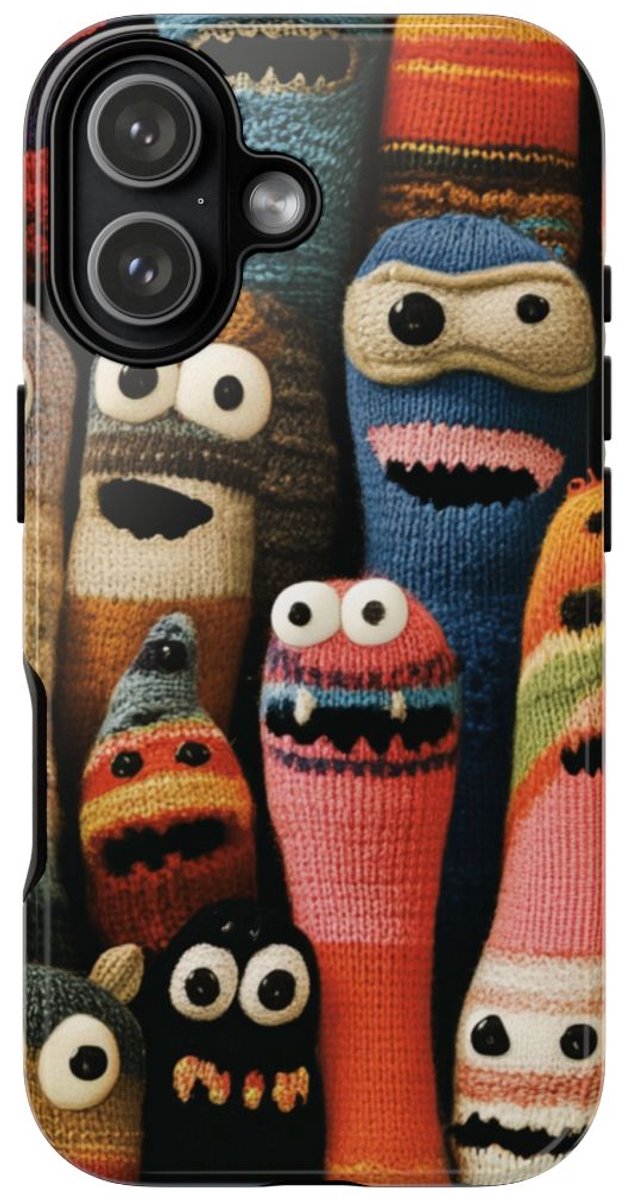 Vrolijke Gebreide Monsterfiguren – Telefoonhoesje Geschikt voor iPhone 17