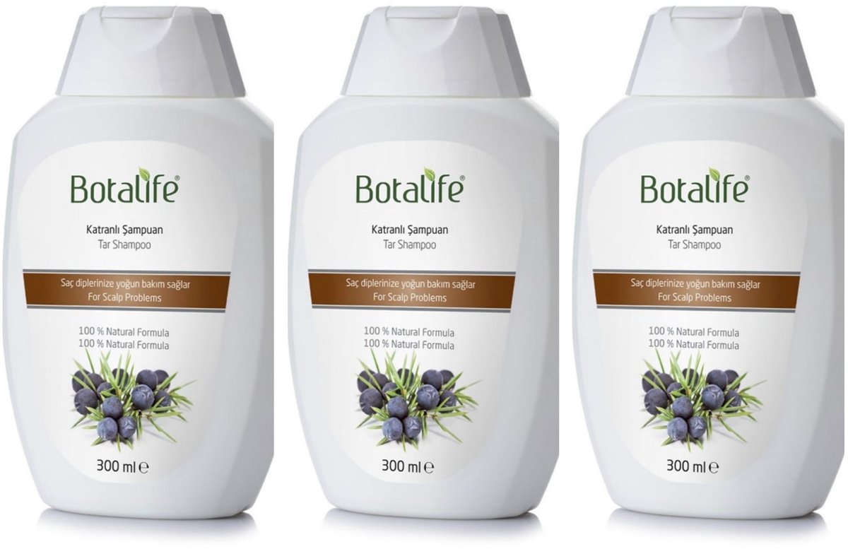 Botalife - Shampoo - Shampoo met Teer - Natuurlijke Shampoo - Haarverzorging -SLS Vrij - Parabens Vrij - Silicones Vrij - Alcohol Vrij - 300 *3 ml