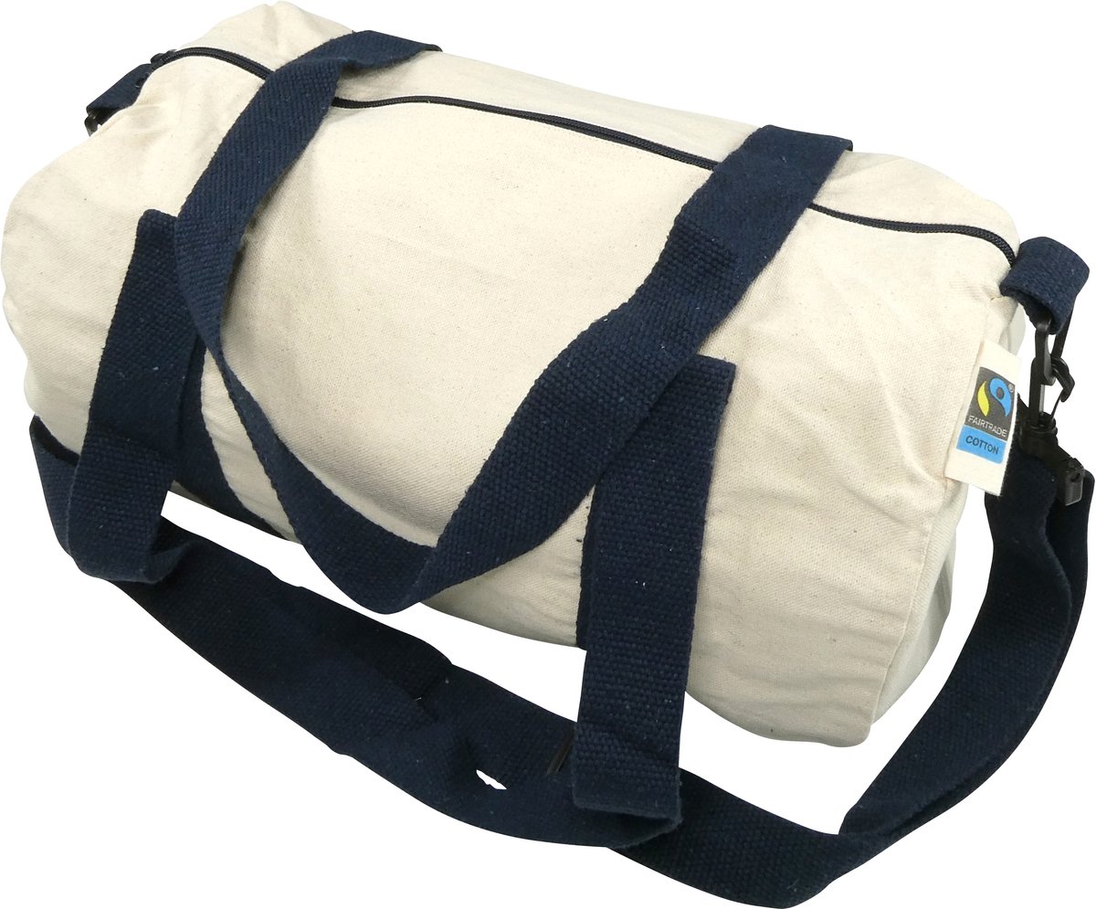 25 stuks - Extra sterke Sporttas/Duffeltas - OEKO-TEX® Fairtrade katoen - gekleurde hengsels blauw