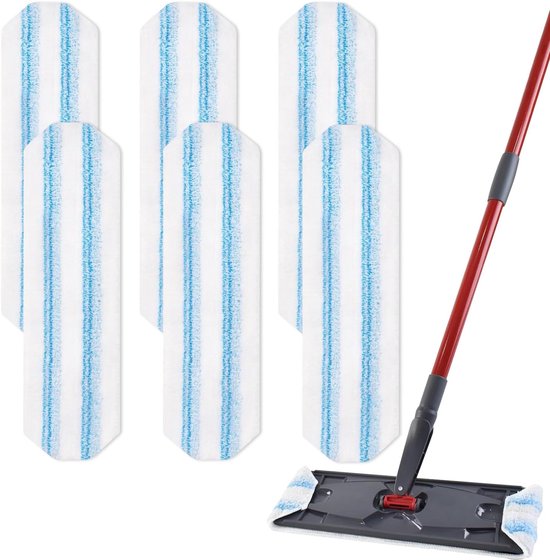 6 stuks dweilpadvervanging geschikt voor O Cedar H2prO mopsysteem, geschikt voor Vileda H2PrO Flat Mop Refill Kit - dweilkopvervanging - vervangende dweilpads - machinewasbaar, herbruikbaar, eenvoudig te installeren, voor alle harde vloeren