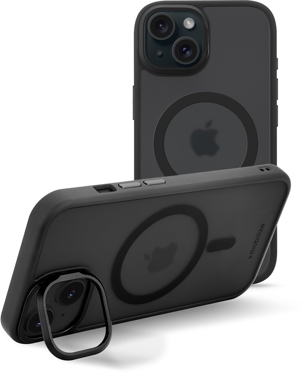 Mobilize Hoesje geschikt voor Apple iPhone 15 MagSafe Telefoonhoesje Hardcase | Mobilize Hybrid Pro Backcover Shockproof | Geschikt voor MagSafe | Geschikt voor Draadloos Opladen met Magnetische Ring | Geschikt voor MagSafe Case - Zwart