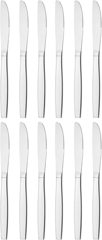 Bestekmes van roestvrij staal, 12-delige messenset, lemmet menumes, gepolijst, vaatwasserbestendig
