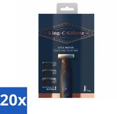 20 x King C. Gillette - Tondeuse barbe de trois jours - Style Master - Avec 3 Lames de recharge - Lame 4D - Tête flexible - Longueur de coupe - Étanche - Durable