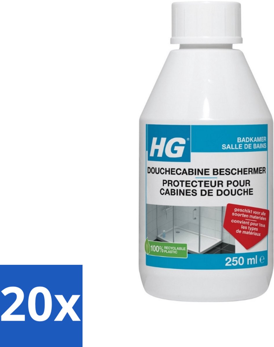 20 x HG Douchecabine Beschermer 250 ml - Douchecabine Beschermer - Kalkaanslag Bestrijden - Vuilafstotend - Waterafstotend - Badkamer Schoonhouden