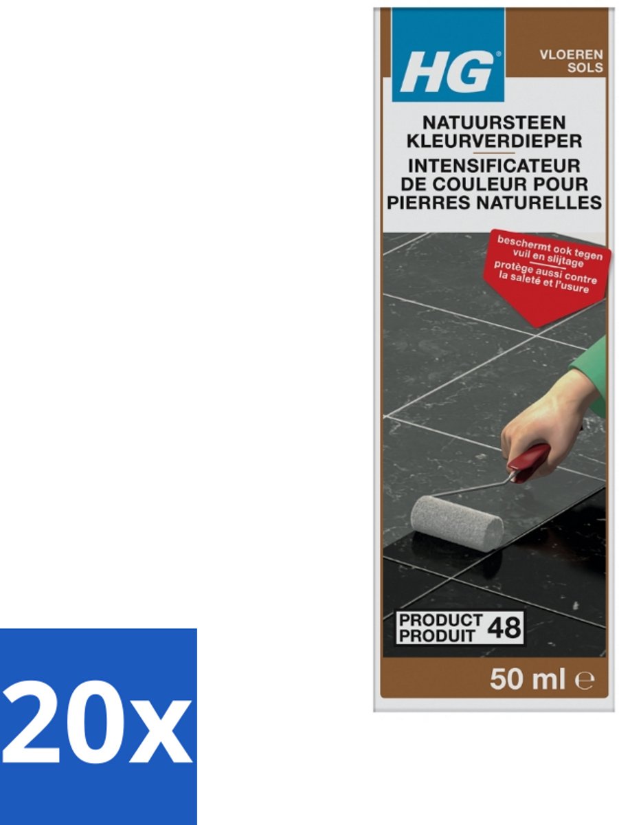 20 x HG - Natuursteen Kleurverdieper - Herstelt Kleur - Beschermt Tegen Vuil & Slijtage - 50 ml - Voordeelverpakking - 20 stuks