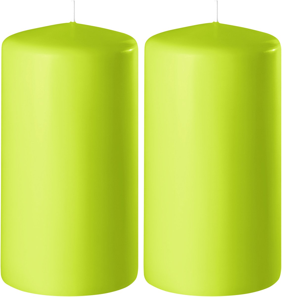 Enlightening Candles Cilinderkaars - 2x - stompkaars - limegroen - D6 x H15 cm - 58 branduren - Dikke kaarsen - Voor kandelaar of plateau