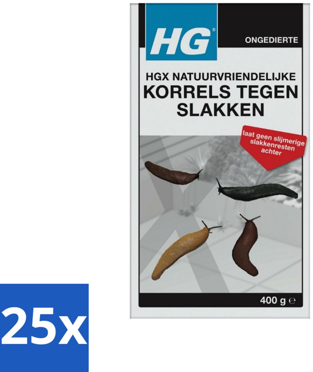 25 x HG X - Natuurvriendelijke Korrels tegen Slakken - Effectieve Bestrijding - 400 g - Voordeelverpakking - 25 stuks