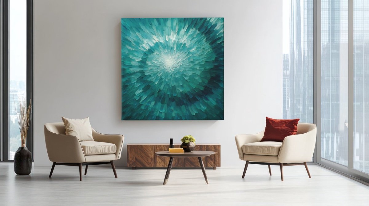 Trendex Global Canvas Schilderij Abstract - Modern - Vierkant - 60x60x2 cm Groen