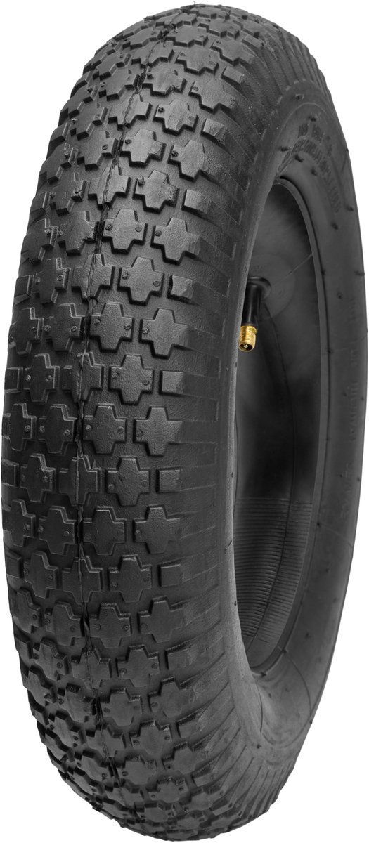 GARRONDA - Banden Set 4.80/4.00-8 met Binnenband Kruiwagenband Vervangband Kruiwagen Bolderkar Autoventiel 2PR Rubber Ø 390 mm voor Tuinwagen Erf Bouwplaats GD-0164, Zwart