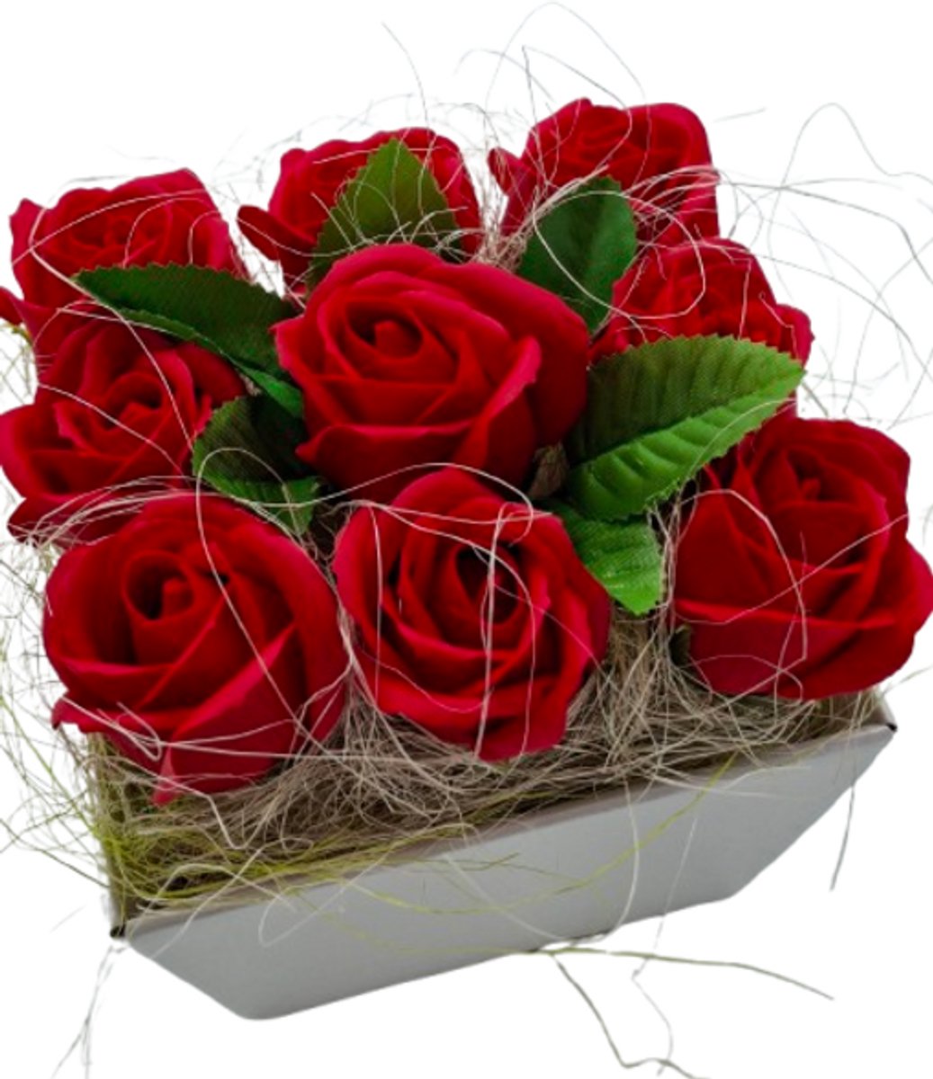 Luxe Zeepbloemen Box-9 Rode rozen- Valentijn/Moederdag Cadeau voor Vrouwen-Romantisch Geschenk