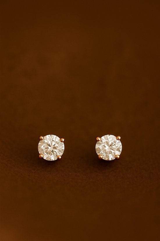 Boucles d'oreilles d' Clips d'oreilles puces Lundholm Luxe en Argent sterling 925 et zirconiums, Argent or rose - Idée cadeau femme - Cadeau de Noël - Cadeau d'anniversaire pour votre amie - Design scandinave