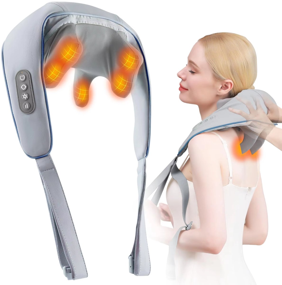 Fexo massage Apparaat voor Nek - Rug - Schouder - Draadloos- Warmtefunctie - Betere Bloedsomloop - Massagetherapie - Shiatsu massage -