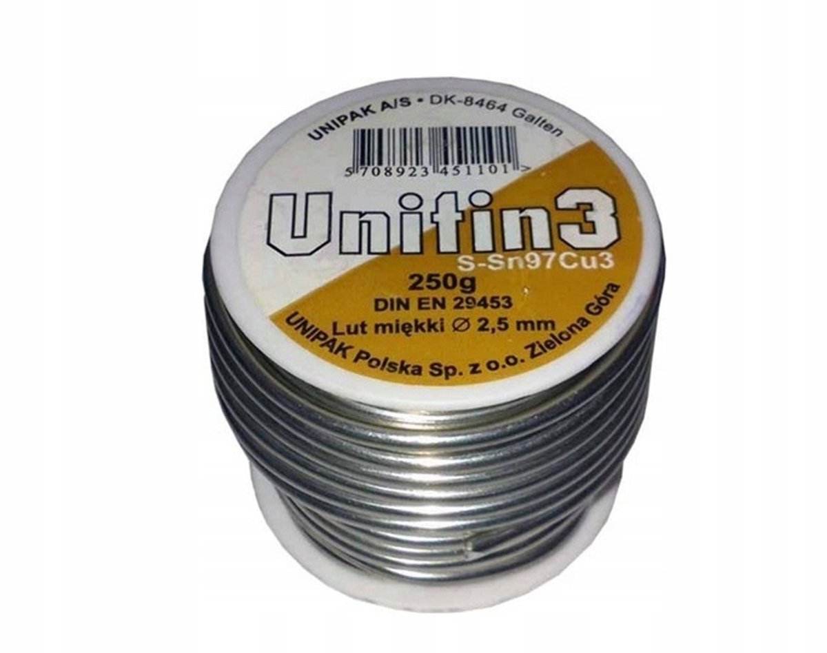 Unipak Soldeer Draad 2.5mm 250g - Zacht Loodvrij S-Sn97Cu3