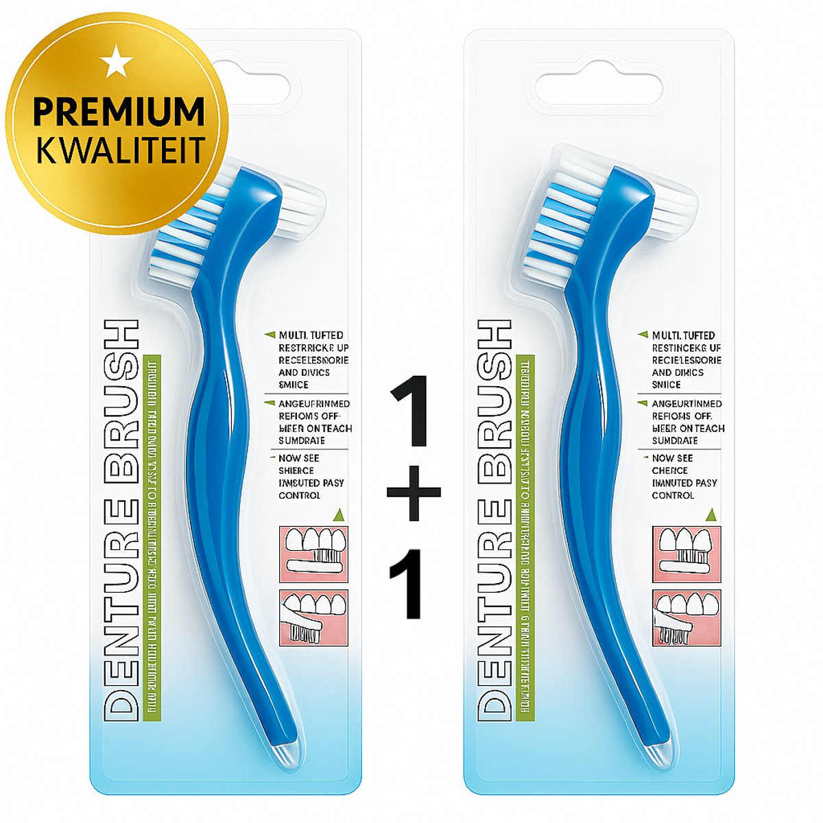 Premium Kunstgebit Borstel 1+1 Deal – Geschikt voor Kunstgebit, Nachtbeugel & Mondstuk – Prothese borstel - Dubbele Borstelkop & Ergonomisch Design