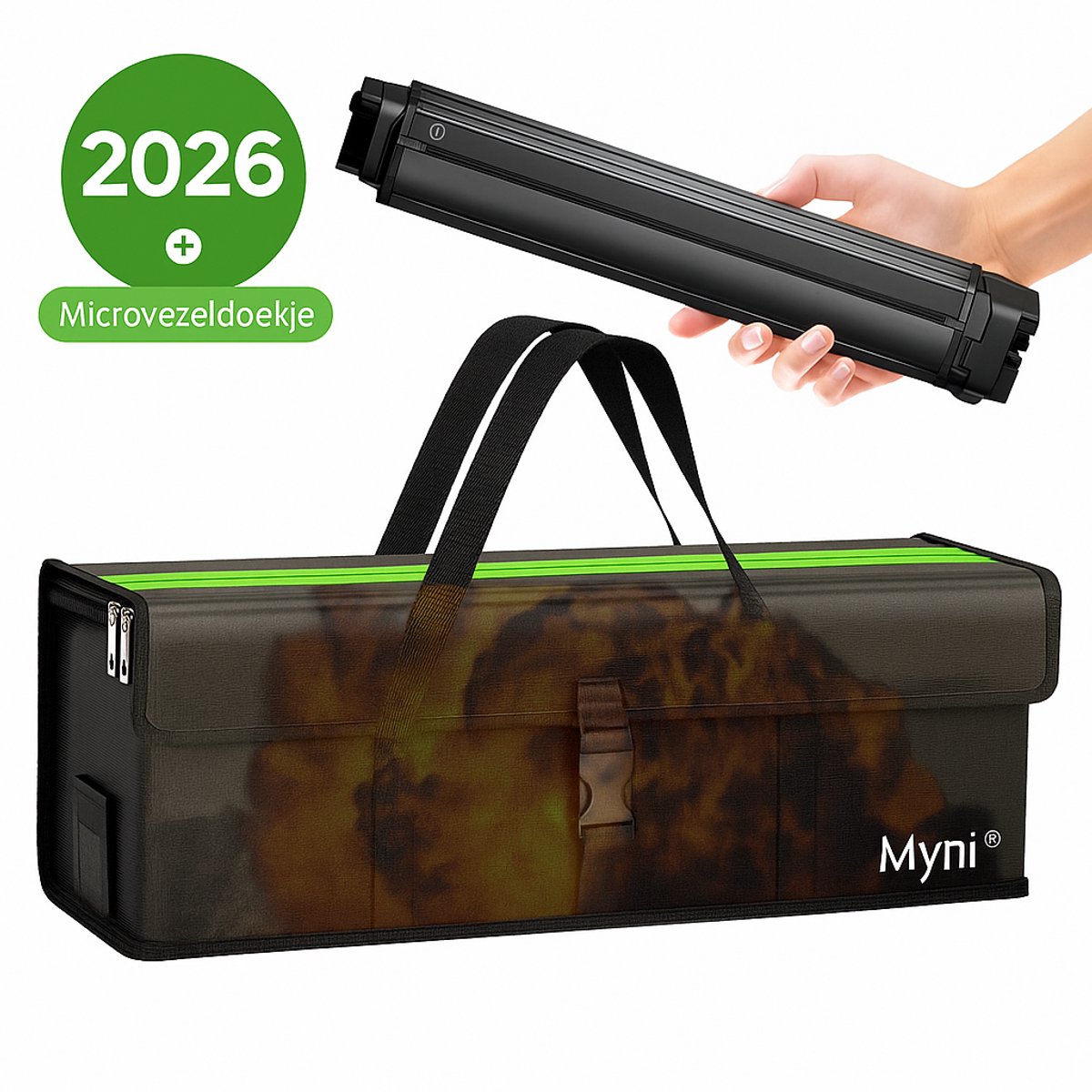 Myni® Accutas E-bike – Waterdicht & Vuurbestendig – 41×13×12 cm – Fietsbatterij Opbergtas met Draagriem