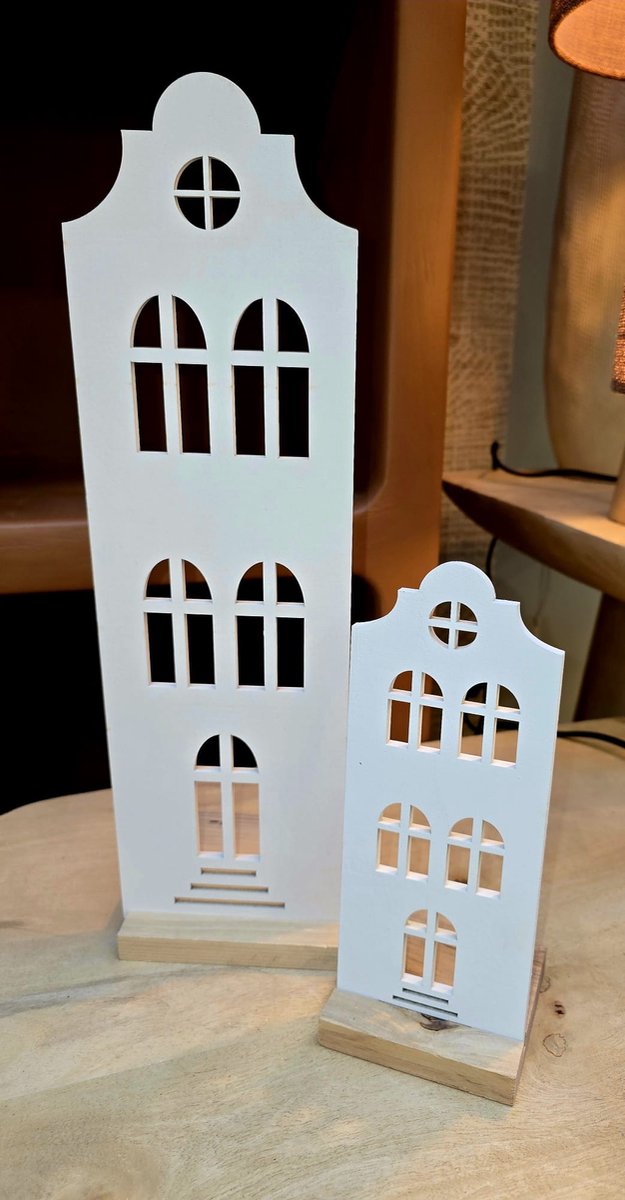 Grachten huisjes van hout set van 2 , Decoratie huisjes, Sinterklaas huisjes,