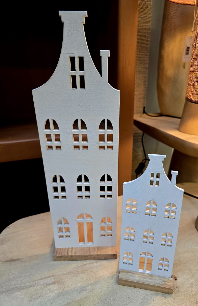 Decoratie huisjes, Houten huisjes, set van 2 huisjes, Sinterklaas huisjes, Grachten gevel pandjes