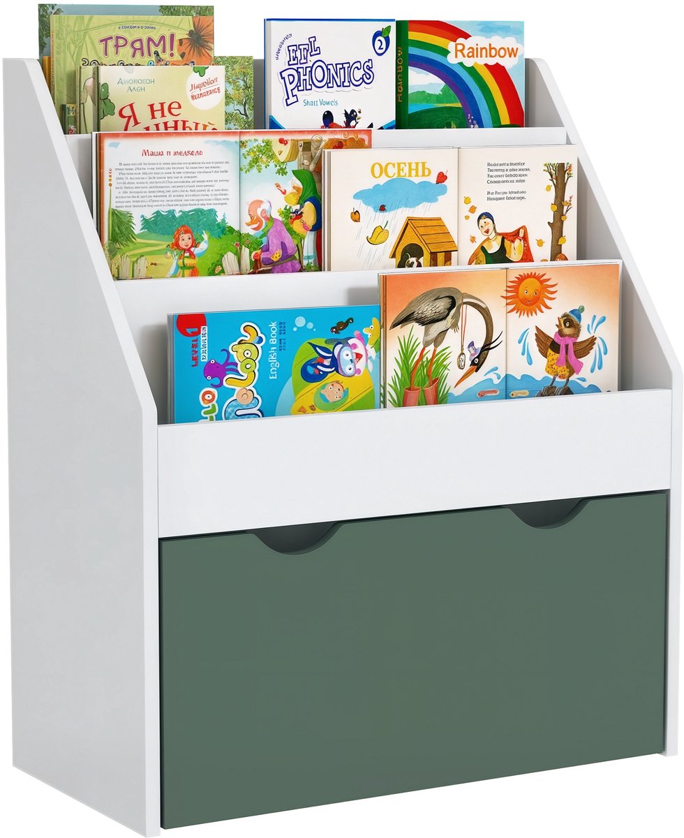 AIYAPLAY-Kinderboekenkast-MDF-62,5x30x70cm-Groen
