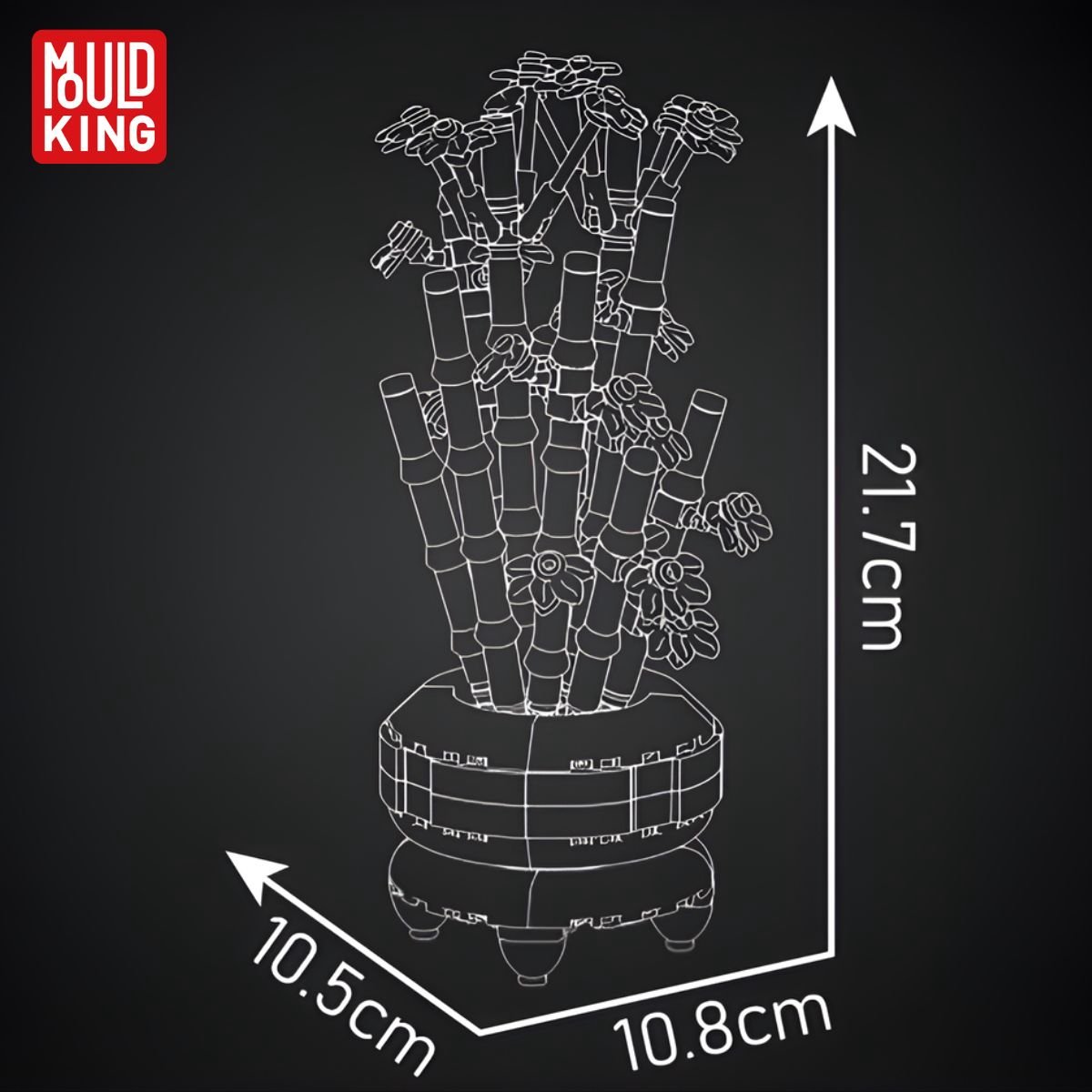 Mould King 24121 Bamboe plantje in vaas bouwset | Botanical flowers collection modelbouw | Kunstbloemen speelgoed bouwpakketten voor volwassenen & kinderen | DIY bloemenpracht planten geschikt voor Lego | Bouwdoos met 375 bouwstenen — afbeelding 5