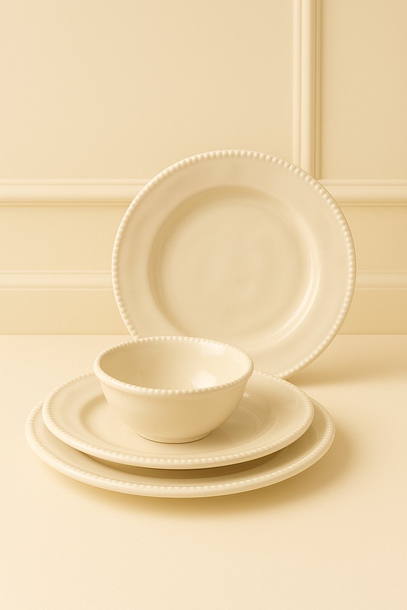 Mevaz 24-delige Crème Witte Serviesset – Elegant & Duurzaam – 6 Persoons