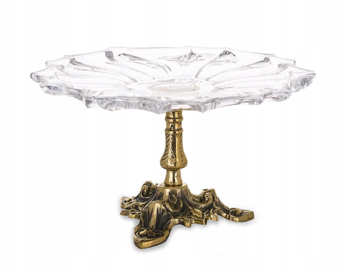 Decoratieve Schaal van Messing en Kristalglas - 11x20.5 cm