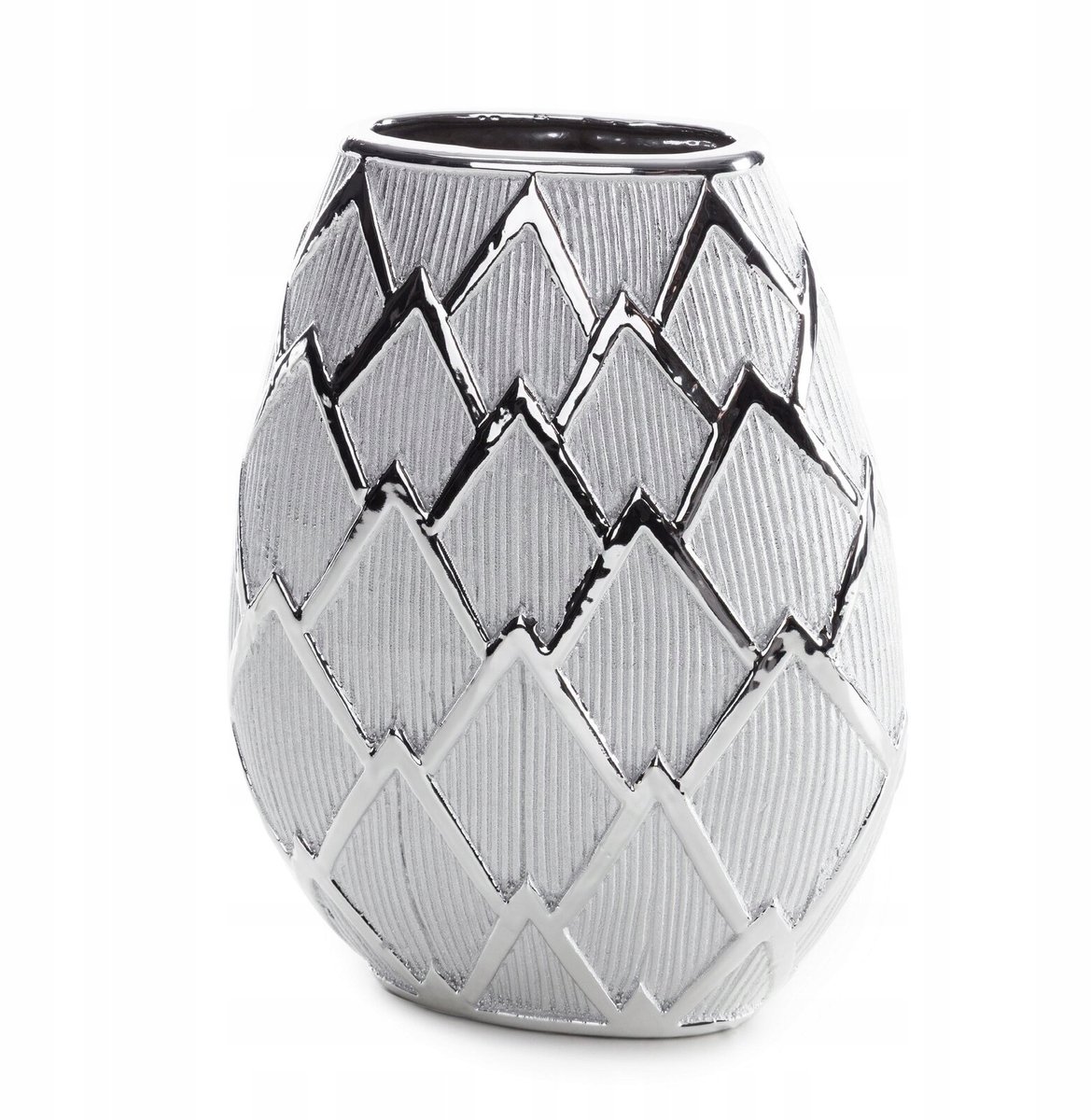 Decoratieve Vaas Saela 25x11x34 cm Zilverkleurig Keramiek