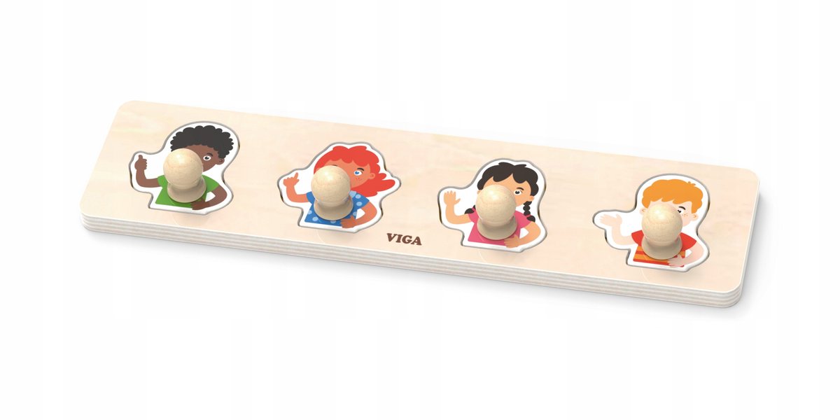 Viga Houten Puzzel met Handgrepen - Huidskleuren Montessori