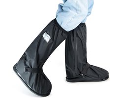 Waterdichte regenlaarsovertrek - antislip waterdichte overschoenen - voor sneeuw en regen wandelen hiken en motoruitrusting - Overschoen van PVC-materiaal met veiligheidsreflector - herbruikbaar en opvouwbaar - 1 stuk(zwart XL)