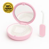 Étui pour aligneurs avec extracteur – Boîte/plateau rose Premium pour Invisalign, gouttières de contention et appareils orthodontiques nocturnes – Avec miroir et fermeture magnétique résistante
