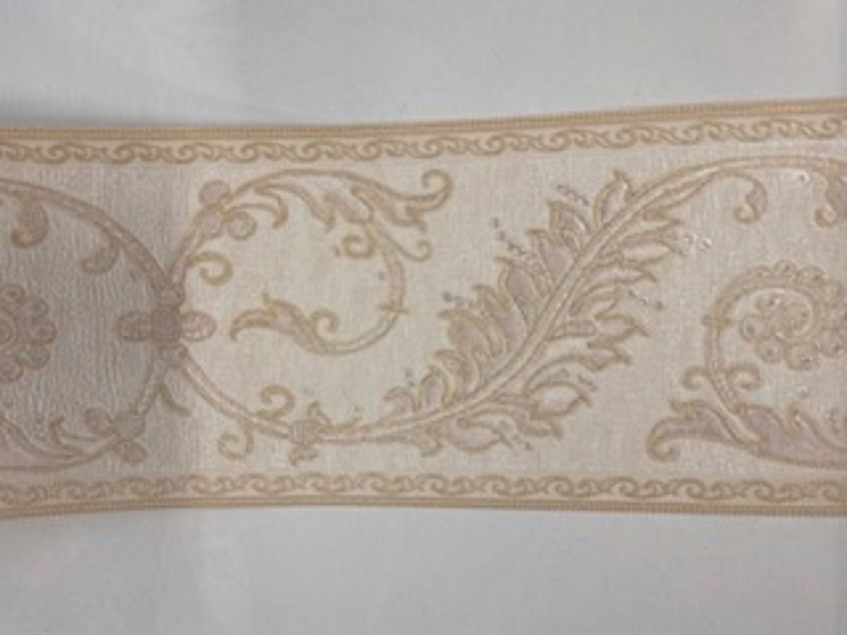 Behangrand beige creme bladeren
