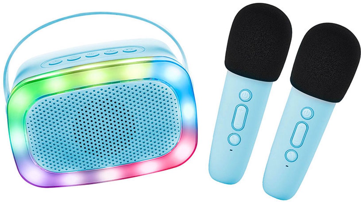 Lalarma Karaoke set - Bluetooth 2 microfoons en luidspreker - Blauw