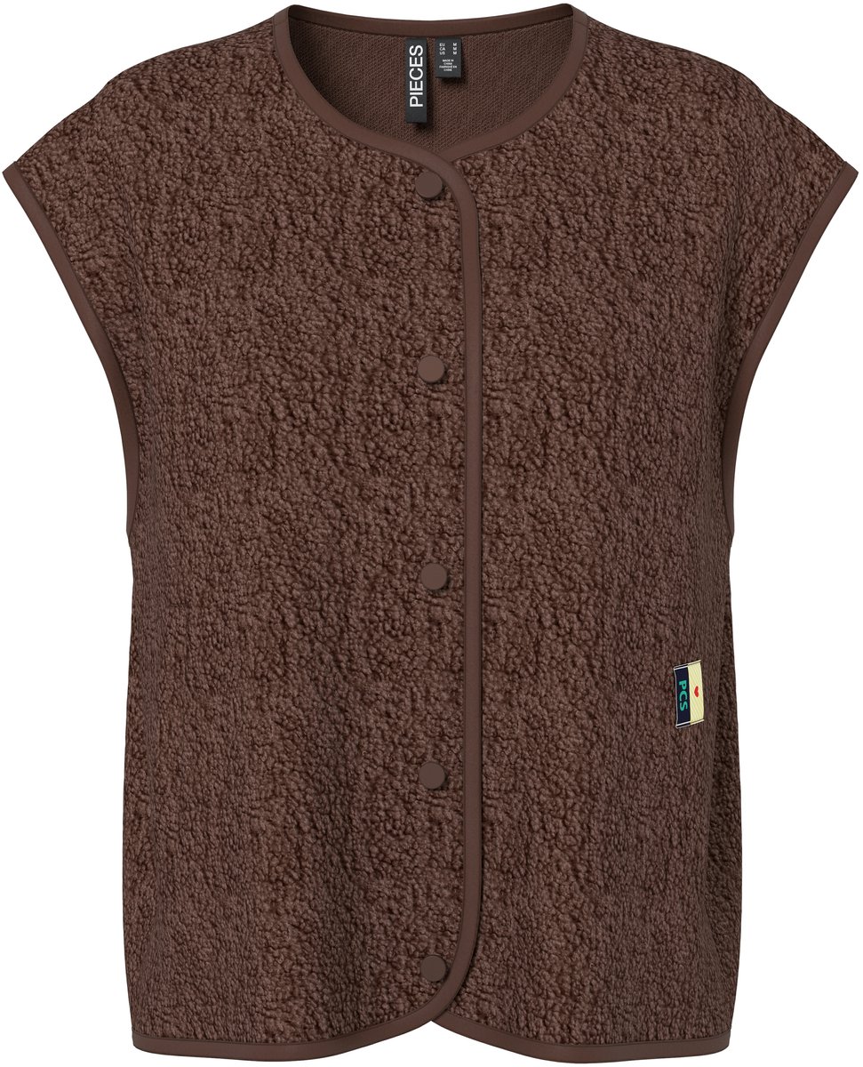 Pieces Gilet Pckatty Teddy Vest Bc 17162344 Chicory Coffee Dames Maat - M