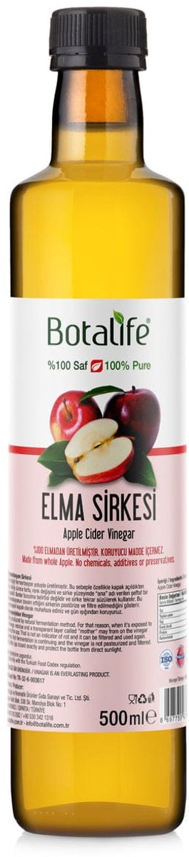 Botalife - Appelazijn - Apple Vinegar - Elma Sirkesi - Natuurlijke fermentatie - Azijn - %100 Puur - 500 ml