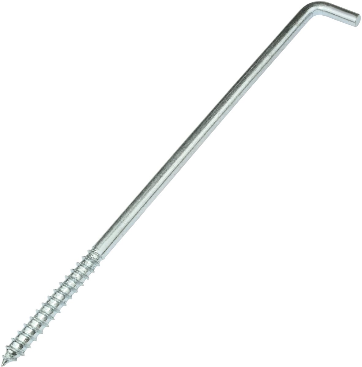 C58033 - Set van 5 L-vormige schroefhaken Ã˜ 8x200 mm - vierkante haken met zelftappende schroef - van gegalvaniseerd staal - kleur zilver