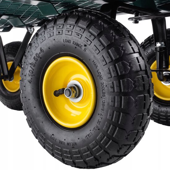 KADAX Nettuinwagen met afneembaar zeil, draagkracht 300 kg, bolderkar van gepoedercoat staal, handkar met antislipgreep, tuinwagen, transportwagen (120 l, groen/zwart) van Merkloos — afbeelding 4