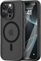 iDenn hoesje voor iPhone 15 Pro Max Mat Transparant Zwart geschikt voor MagSafe