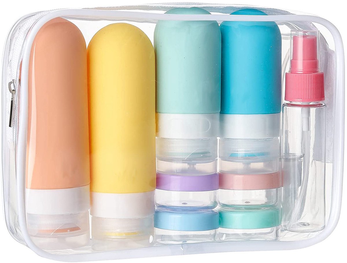 Image of 16-delige reisflesset - lekvrije siliconen knijpcontainers voor toiletartikelen, conditioner, shampoo, lotion en body wash-accessoires