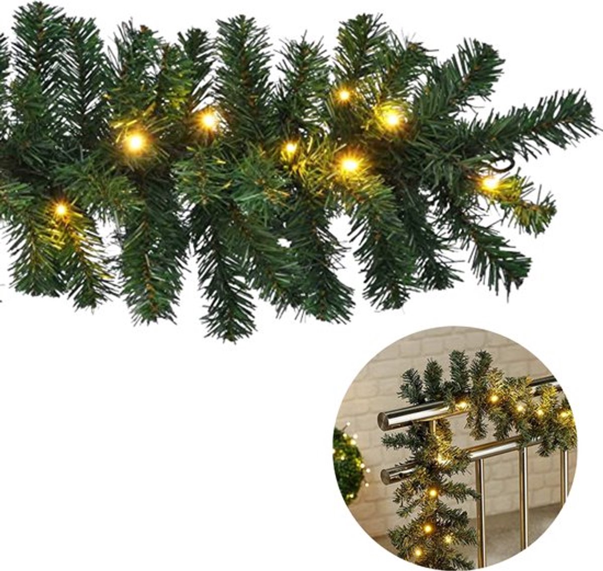 Kerstverlichting slinger ornamenten in wijnranken en takken design, 270cm.