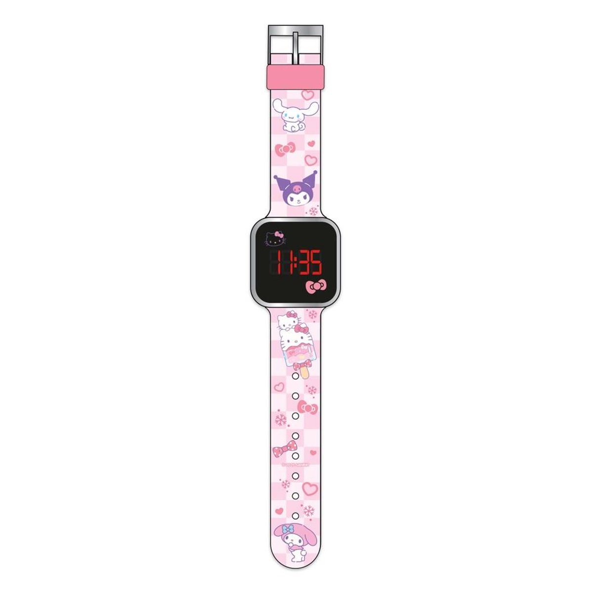 Sanrio Hello Kitty LED Kinderhorloge - Digitaal LED-display - Siliconen Band - Voor Kinderen
