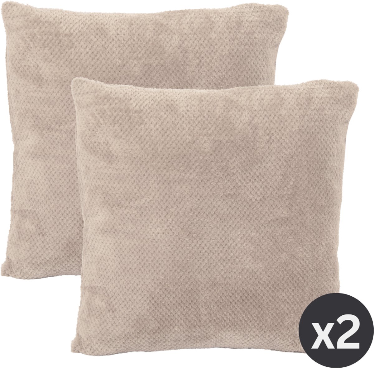Tiseco - Kussen PIPPA (gevuld) - SET/2 - Zachte Jacquard Flanel - 45x45 cm - taupe